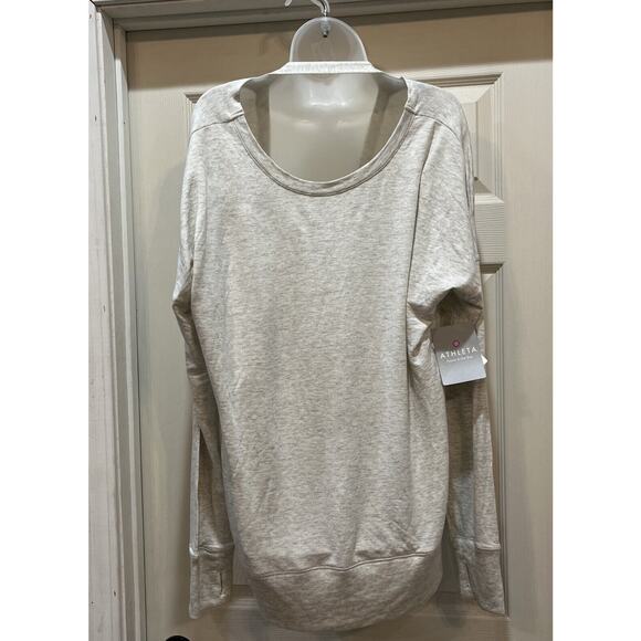 Athleta Shakra Wrap Sweatshirt Oatmeal Longsleeve Size XL - Picture 3 of 10